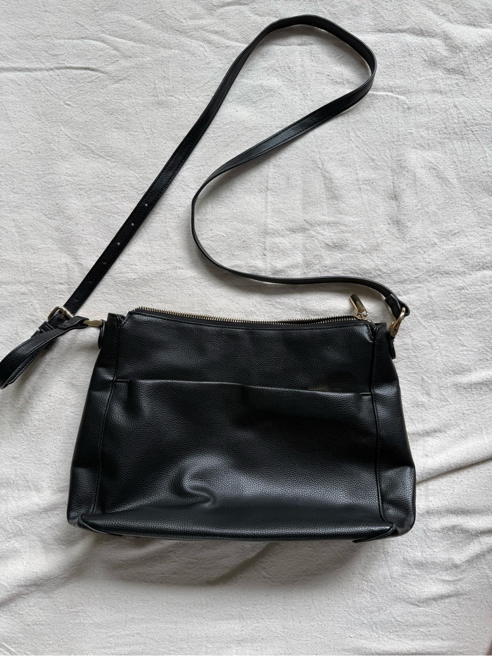 A New Day Black Pebbled Crossbody Bag with Adjustable Strap